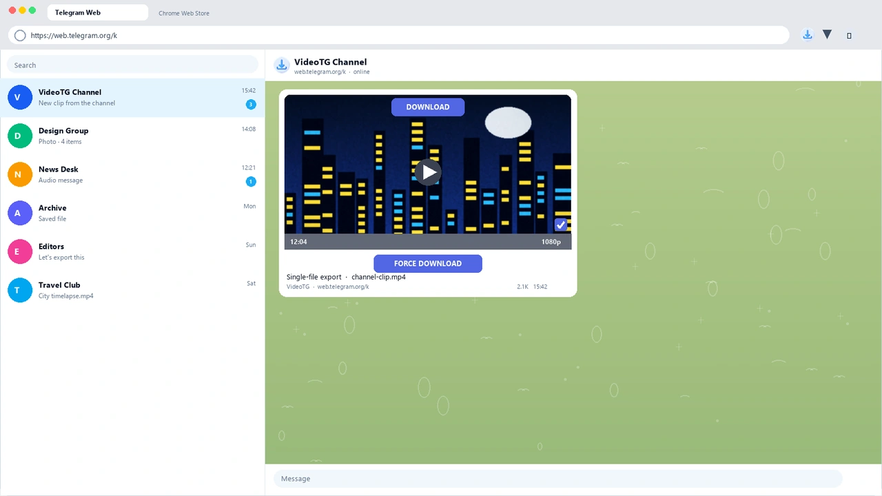 Telegram single file export