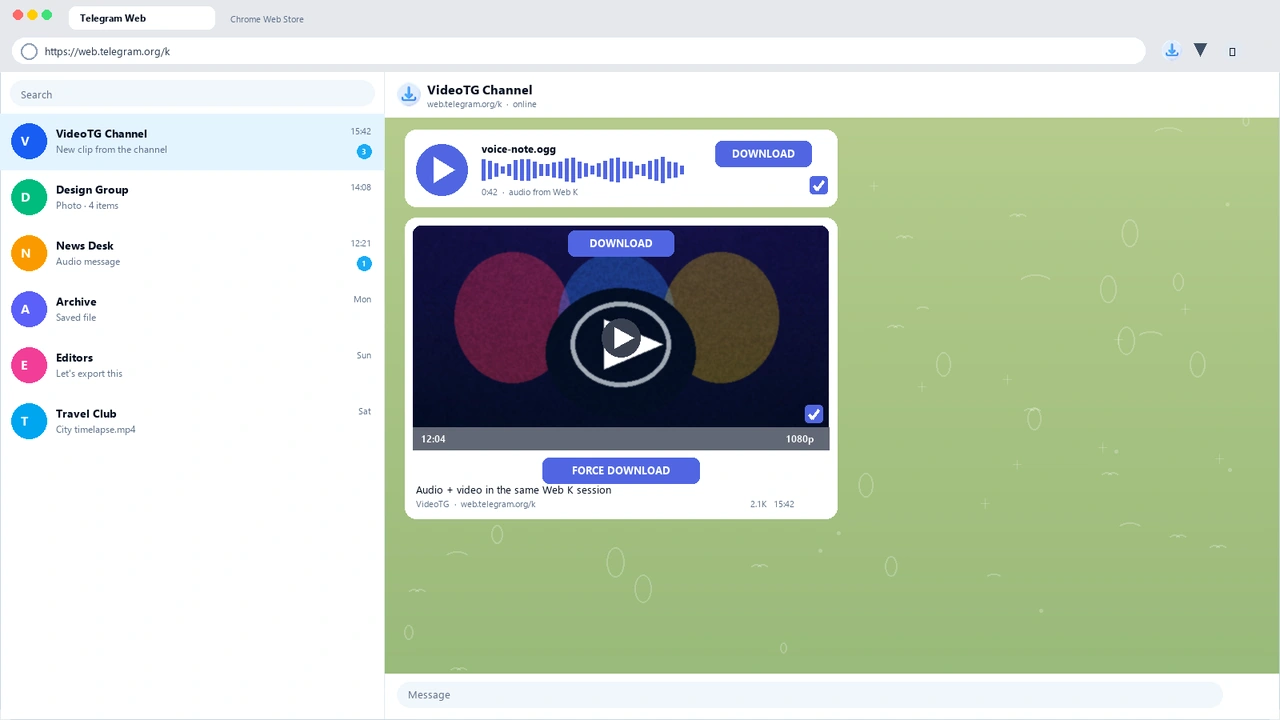 Telegram web downloader